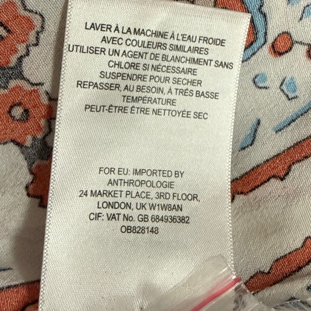 Maeve Anthropologie Praslin Midi Dress Womens 4 Red Blue White Button Front Boho - Picture 6 of 9